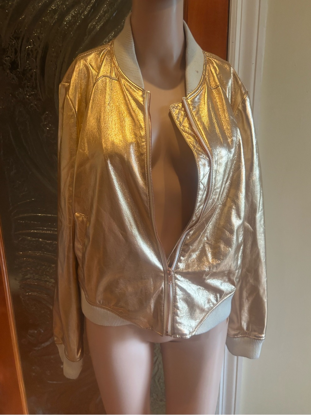 bagatelle Metallic Gold Bomber Jacket